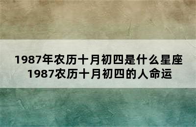 1987年农历十月初四是什么星座 1987农历十月初四的人命运